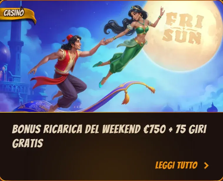 Bonus ricarica del weekend eur750 75 giri gratis