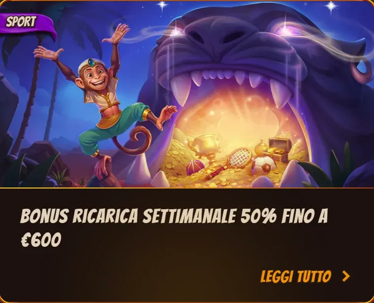 Bonus ricarica settimanale 50 fino a eur600
