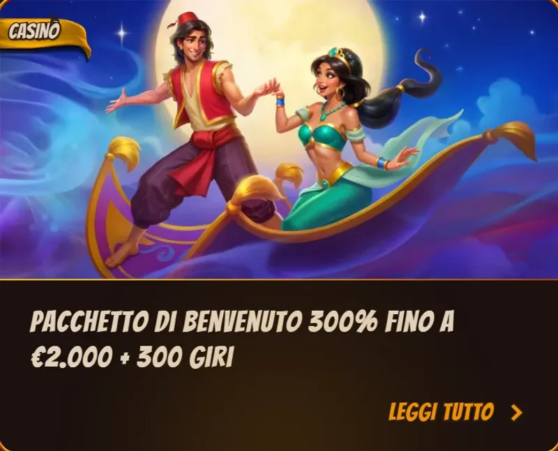 Pacchetto di benvenuto 300 fino a eur2 000 300 giri