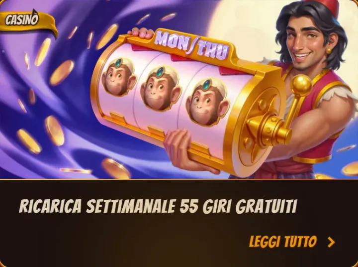 Ricarica settimanale 55 giri gratuiti